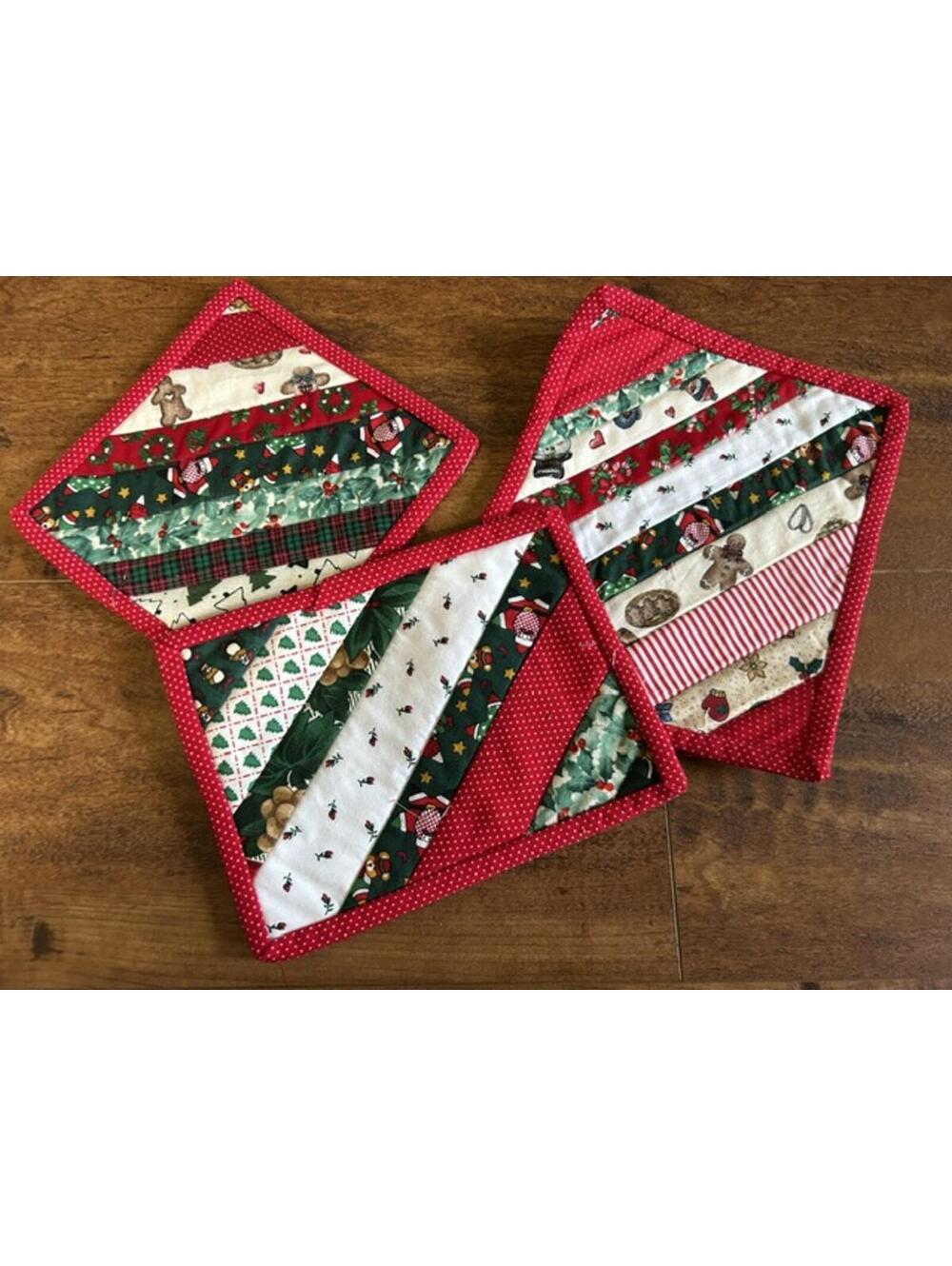 Set of 3 Handmade Christmas Quilted Pot Holders